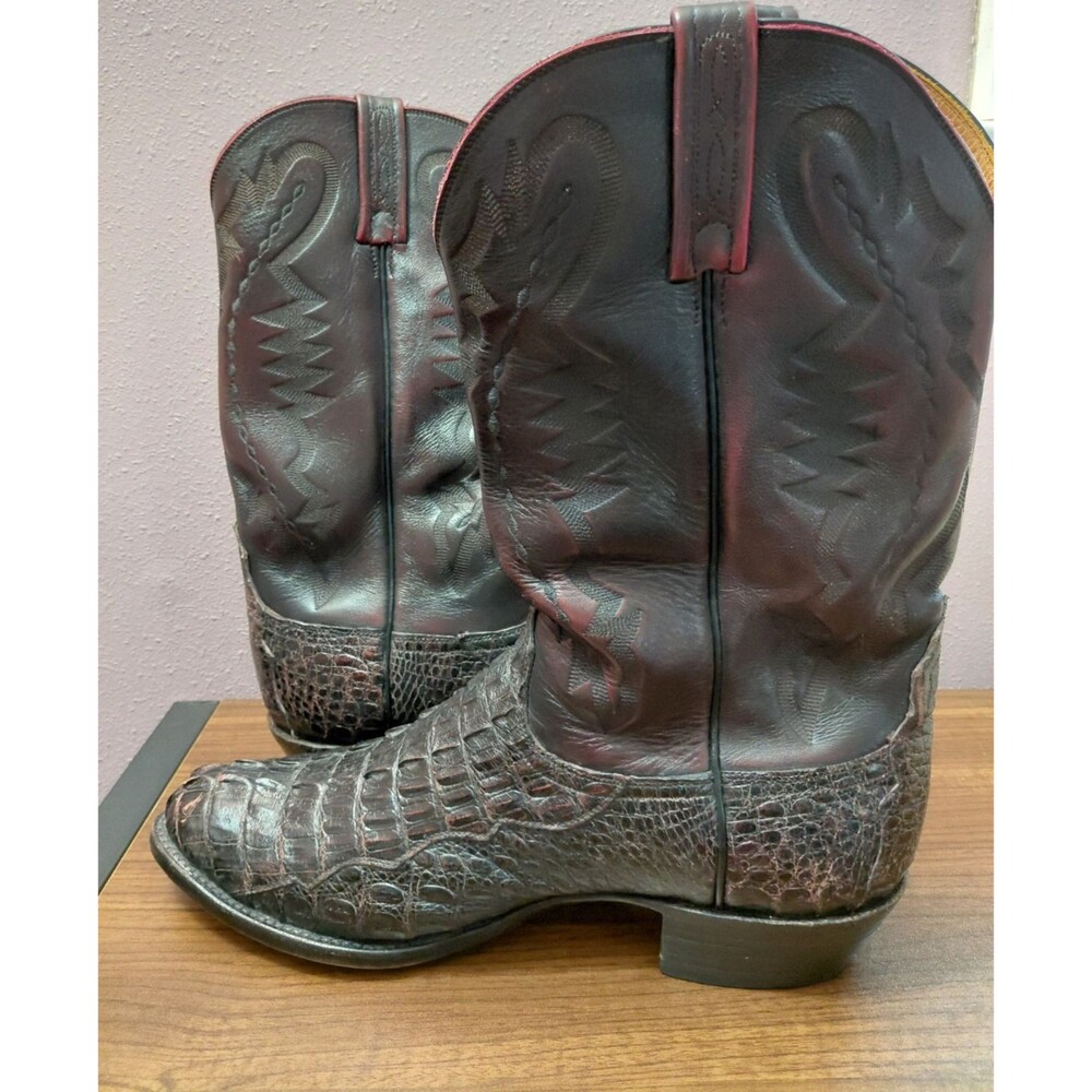 Lucchese Alligator Boot T3211R Blk Cherry Caiman Hornback 2000’s Vintage 13 EE - Picture 5 of 16